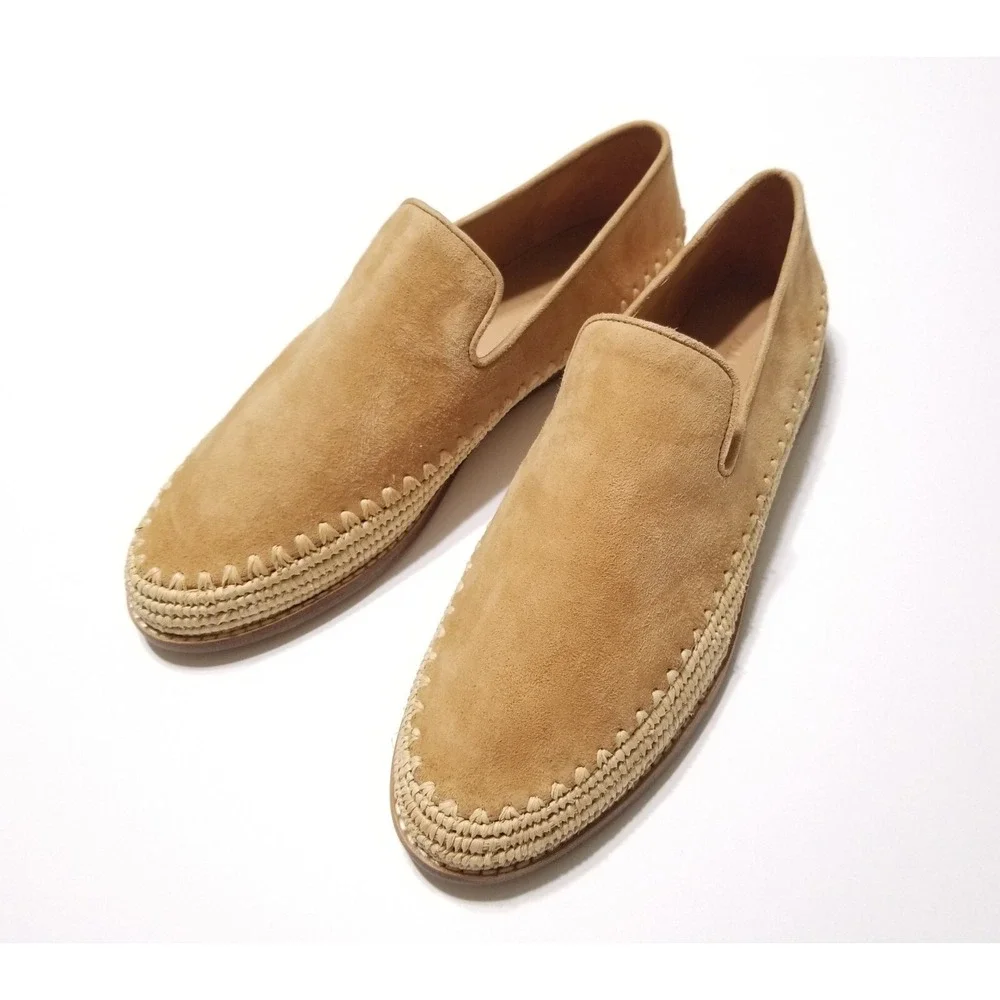 Vince Jalen Suede Leather Espadrille Flat Loafer Roasted Cashew NIB Size 9 $295
